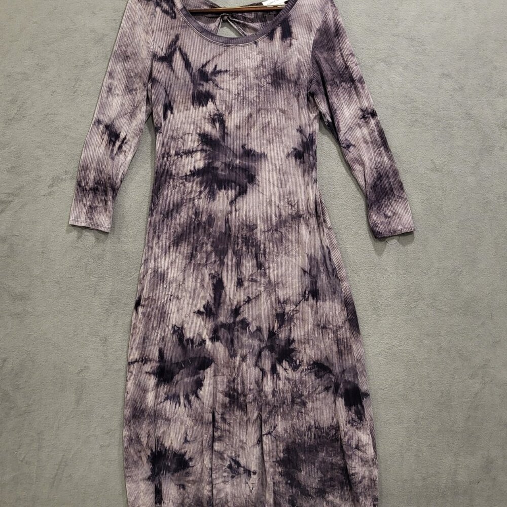 Emma Michele Maxi Dress Women's Large Ribbed Tie Dye Long Sleeve Key Hole Back‎